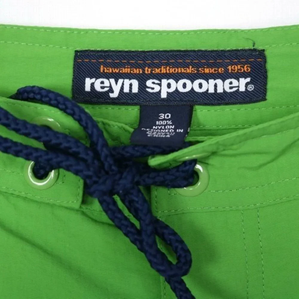 Reyn Spooner Swim Trunks Shorts Green Blue Pe'ahi Floral Hawaiian 30‎